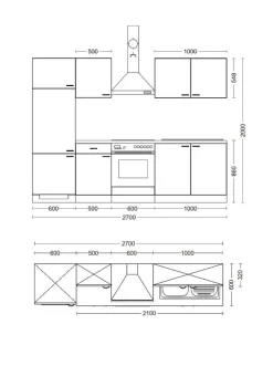 Küchenblock Elva anthrazit strukturiert B/H/T: ca. 270x200x60 cm