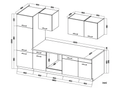 Küchenblock Max II Cashmere Eiche Nachbildung B/H/T: ca. 280x200x60 cm