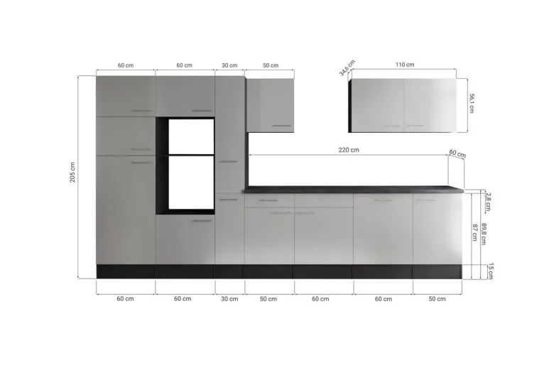 Küchenblock Oliver B/H/T: ca. 370x205x60 cm