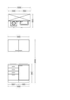 Küchenblock Valero weiß Hochglanz B/H/T: ca. 100x200x60 cm