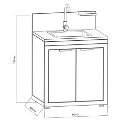 Küchenelement anthrazit Stahl B/H/L: ca. 60x110x80 cm