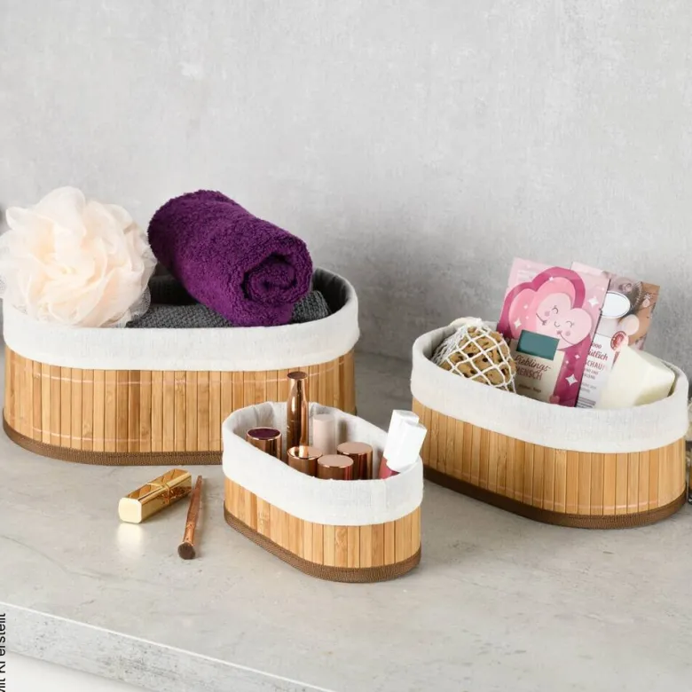 Kesper Bambus Körbchen 3er Set braun B/H/L: ca. 12x20x30 cm