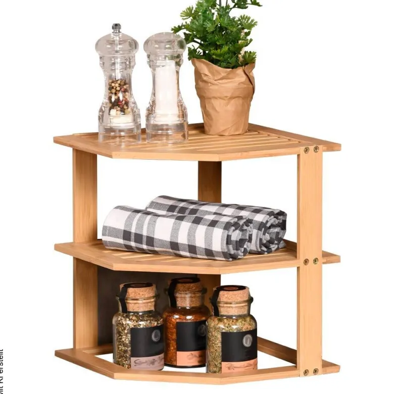 Kesper Kücheneckregal braun Bambus B/H/L: ca. 25x25x28 cm