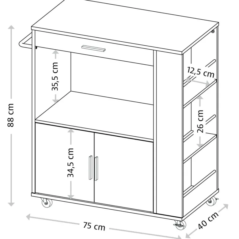 Kesper Küchenwagen grau Spanplatte B/H/T: ca. 75x88x40 cm