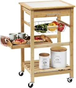 Kesper Küchenwagen weiß Bambus B/H/L: ca. 38x81x48 cm