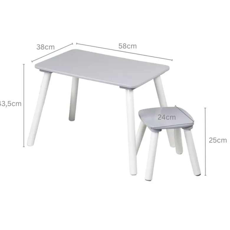 Kesper Kindertisch grau Holz B/H/L: ca. 38x43,5x58 cm