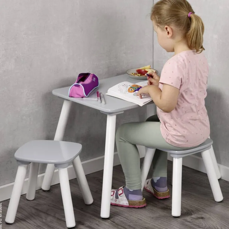 Kesper Kindertisch grau Holz B/H/L: ca. 38x43,5x58 cm