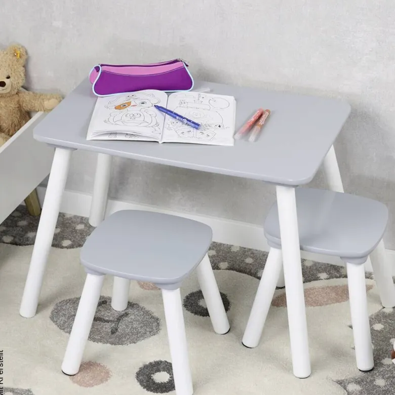 Kesper Kindertisch grau Holz B/H/L: ca. 38x43,5x58 cm