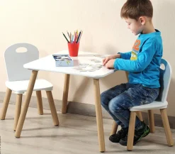 Kesper Kindertisch mit 2 Stühlen weiß Spanplatte