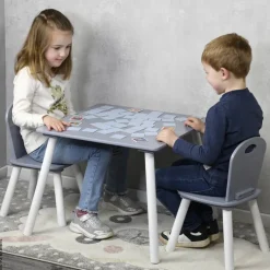 Kesper Kindertisch mit 2 Stühlen grau Spanplatte B/H/L: ca. 55x45x55 cm