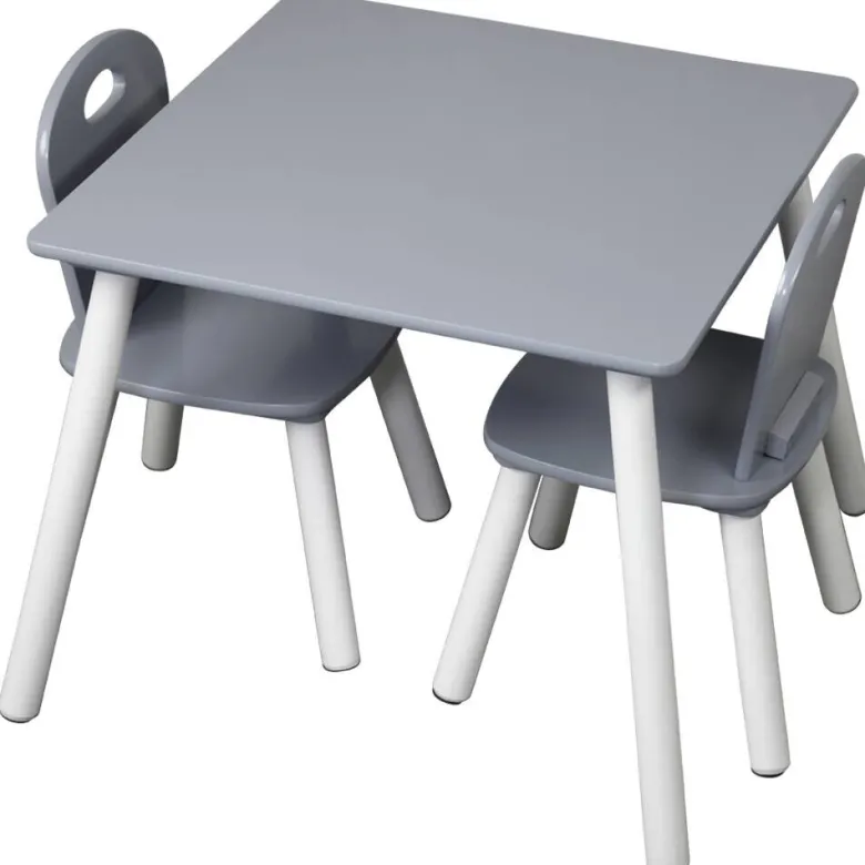 Kesper Kindertisch mit 2 Stühlen grau Spanplatte B/H/L: ca. 55x45x55 cm