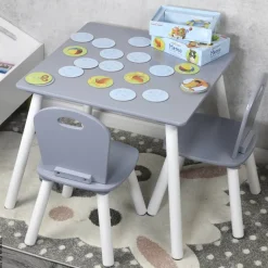 Kesper Kindertisch mit 2 Stühlen grau Spanplatte B/H/L: ca. 55x45x55 cm