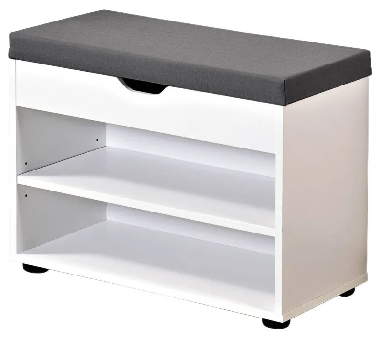 Kesper Schuhschrank mit Sitzkissen weiß Spanplatte B/H/L: ca. 30x45x60 cm