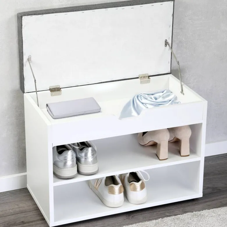 Kesper Schuhschrank mit Sitzkissen weiß Spanplatte B/H/L: ca. 30x45x60 cm