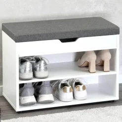 Kesper Schuhschrank mit Sitzkissen weiß Spanplatte B/H/L: ca. 30x45x60 cm