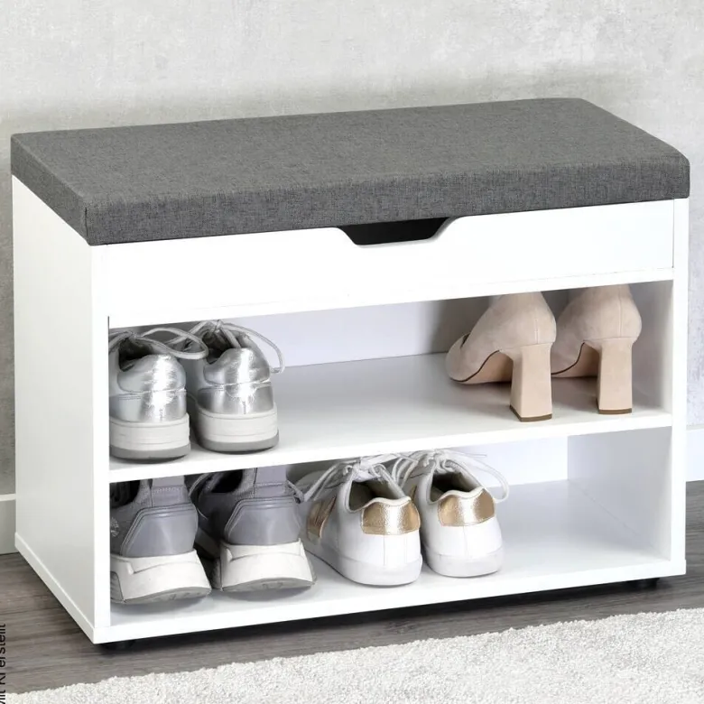 Kesper Schuhschrank mit Sitzkissen weiß Spanplatte B/H/L: ca. 30x45x60 cm