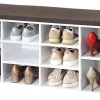 Kesper Schuhschrank mit Sitzkissen weiß Spanplatte B/H/L: ca. 29,5x48x103,5 cm