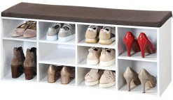 Kesper Schuhschrank mit Sitzkissen weiß Spanplatte B/H/L: ca. 29,5x48x103,5 cm