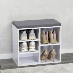 Kesper Schuhschrank mit Sitzkissen weiß Spanplatte B/H/L: ca. 29,5x48x515 cm