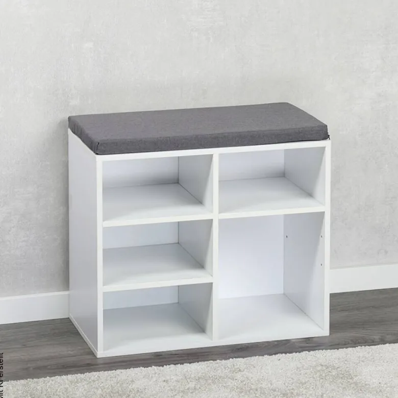 Kesper Schuhschrank mit Sitzkissen weiß Spanplatte B/H/L: ca. 29,5x48x515 cm