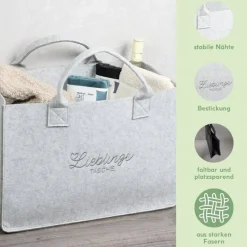Kesper Tasche Filz grau Polyester B/H/L: ca. 25x34x50 cm