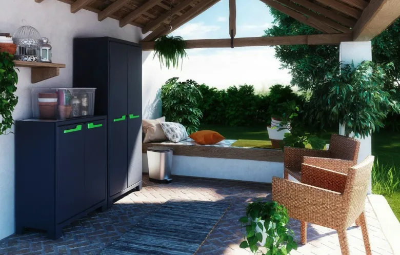 Keter Kunststoffschrank Moby grau Kunststoff B/H/T: ca. 80x100x44 cm