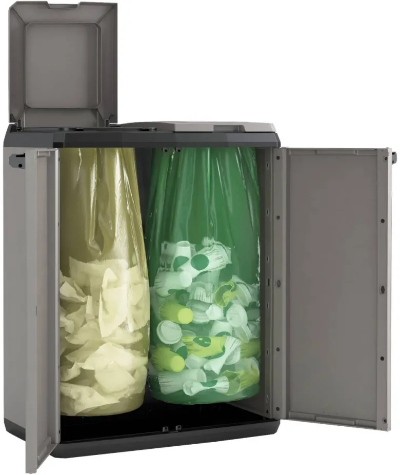 Keter Recyclingschrank Split Basic grau Kunststoff B/H/T: ca. 68x85x39 cm