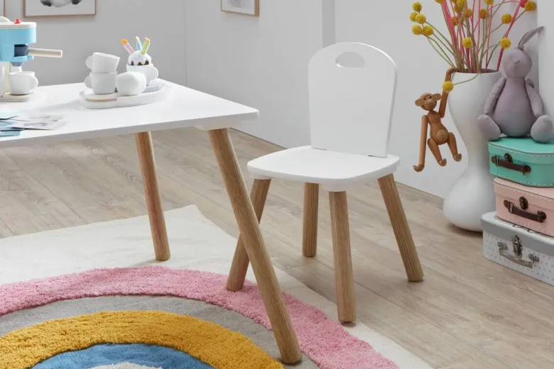 Kindermöbel-Set 3er Set Pinie Nachbildung weiß B/H/T: ca. 55x43x55 cm