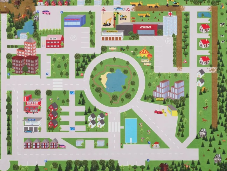 Kinderteppich Spielstraße Multi T/L: ca. 160x120 cm
