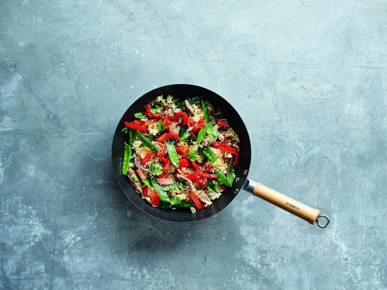 Kitchen Fun Wok-Pfanne schwarz Stahl