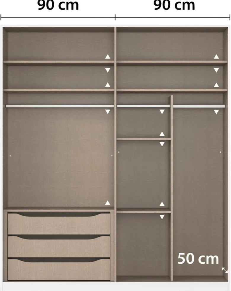 Kleiderschrank Alabama grau B/H/T: ca. 181x210x54 cm