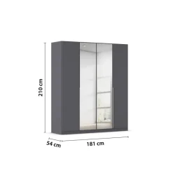 Kleiderschrank Alabama grau B/H/T: ca. 181x210x54 cm