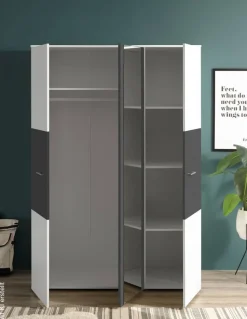 Kleiderschrank Alex weiß Graphit B/H/T: ca. 135x195x60 cm