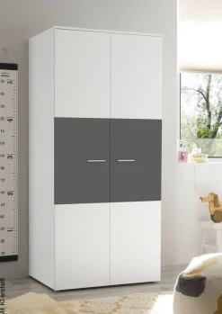Kleiderschrank Alex weiß Graphit B/H/T: ca. 90x195x60 cm