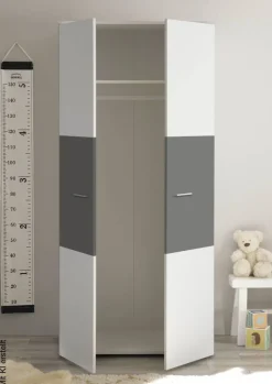 Kleiderschrank Alex weiß Graphit B/H/T: ca. 90x195x60 cm