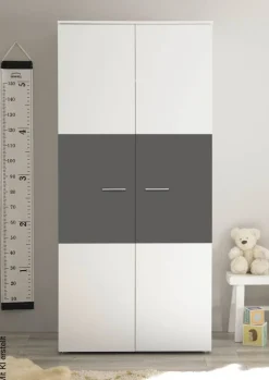 Kleiderschrank Alex weiß Graphit B/H/T: ca. 90x195x60 cm