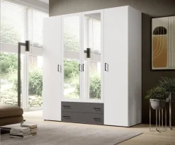 Kleiderschrank Base 4 weiß B/H/T: ca. 161x176x51 cm