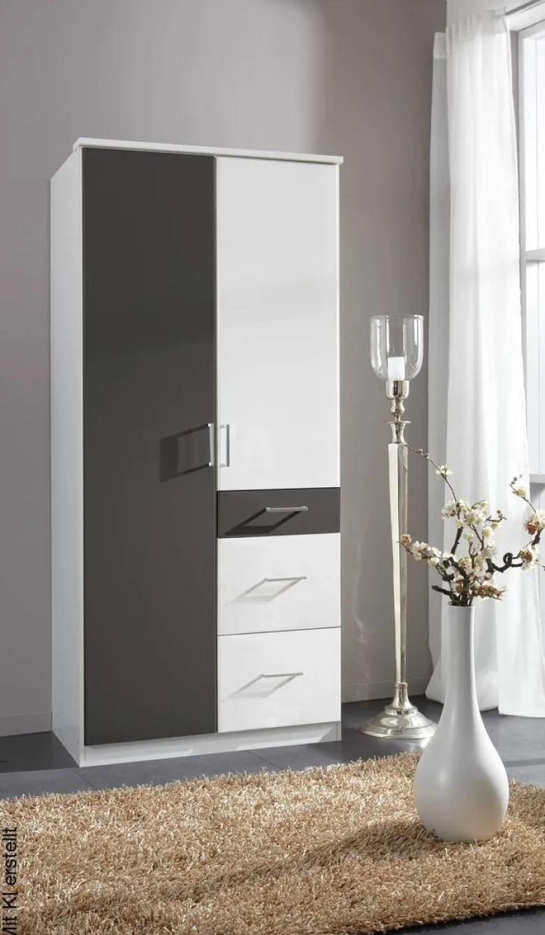 Kleiderschrank Click Alpinweiß Graphit B/H/T: ca. 90x199x58 cm