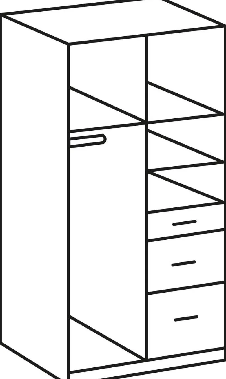 Kleiderschrank Click Alpinweiß Graphit B/H/T: ca. 90x199x58 cm