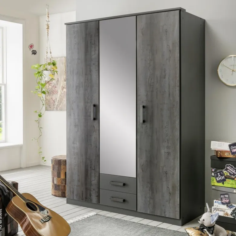 Kleiderschrank Duisburg Graphit B/H/T: ca. 135x199x58 cm