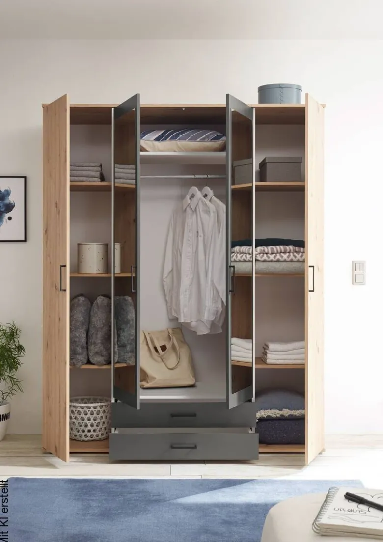 Kleiderschrank Eiche Artisan Nachbildung B/H/T: ca. 159x197x54 cm