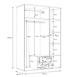 Kleiderschrank Eiche Sonoma Nachbildung B/H/T: ca. 139,2x200,8x59,6 cm