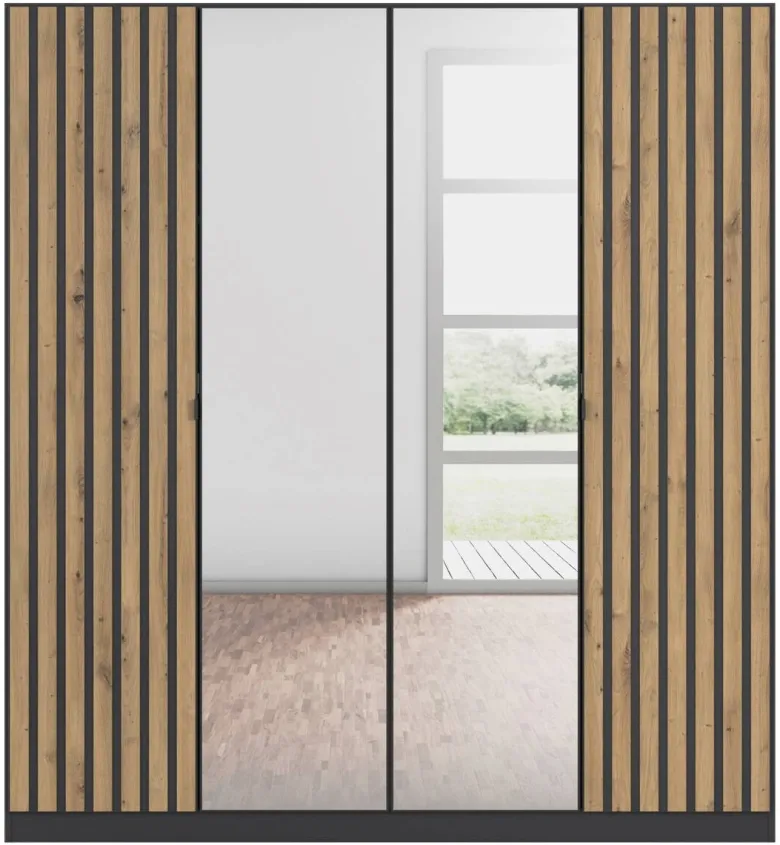 Kleiderschrank Genua grau Eiche Artisan Nachbildung B/H/T: ca. 181x197x54 cm