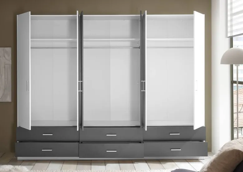 Kleiderschrank Janne weiß Graphit B/H/T: ca. 272x211x55 cm