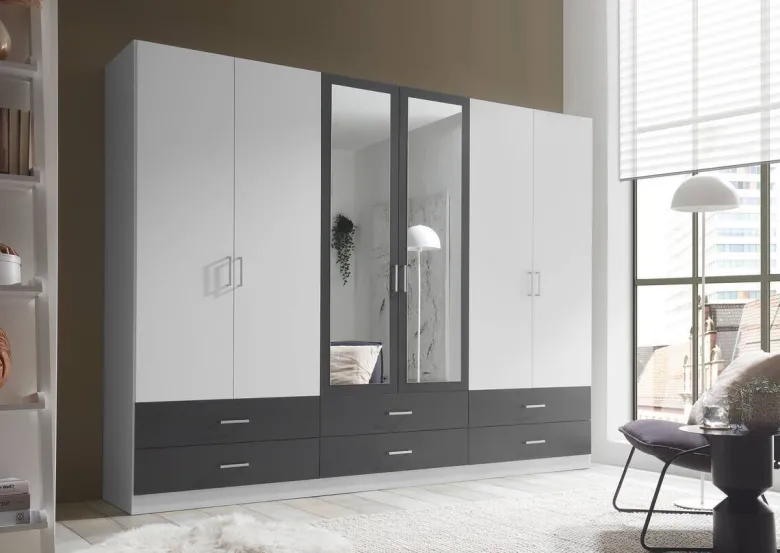 Kleiderschrank Janne weiß Graphit B/H/T: ca. 272x211x55 cm