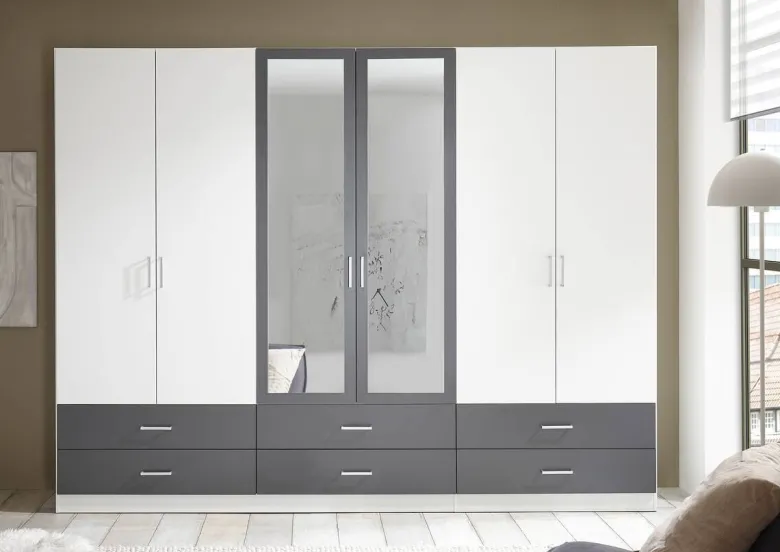 Kleiderschrank Janne weiß Graphit B/H/T: ca. 272x211x55 cm