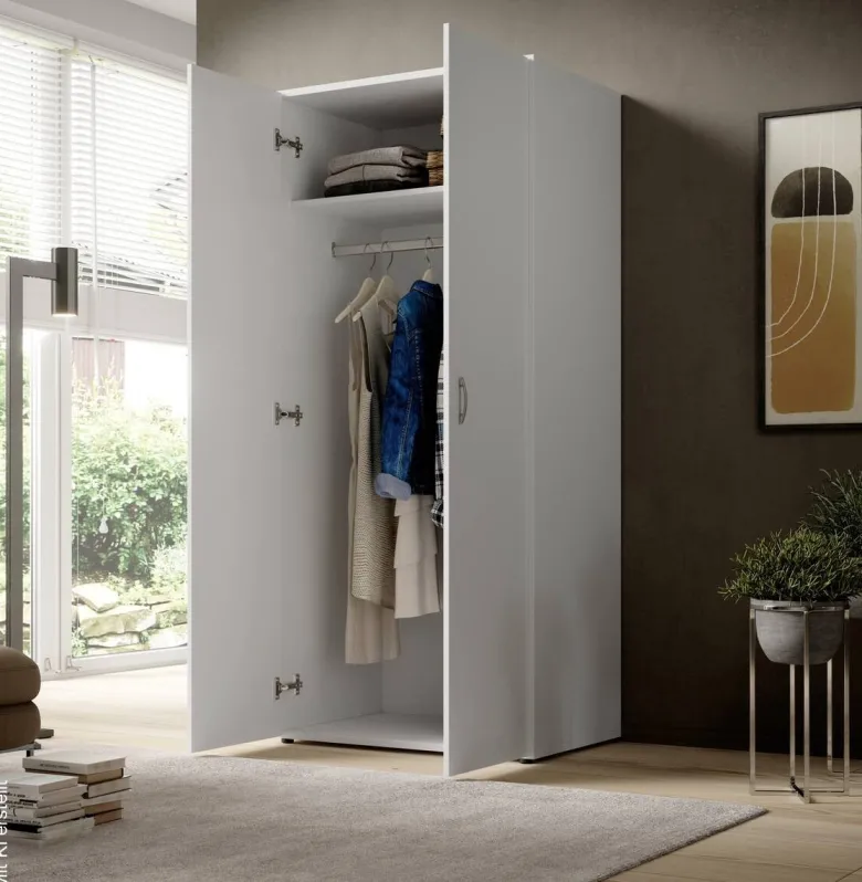 Kleiderschrank Joe weiß B/H/T: ca. 81x176x50,8 cm