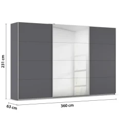 Kleiderschrank Kulmbach grau B/H/T: ca. 360x229x62 cm
