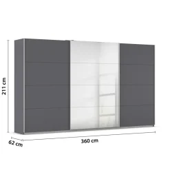 Kleiderschrank Kulmbach grau B/H/T: ca. 360x210x62 cm