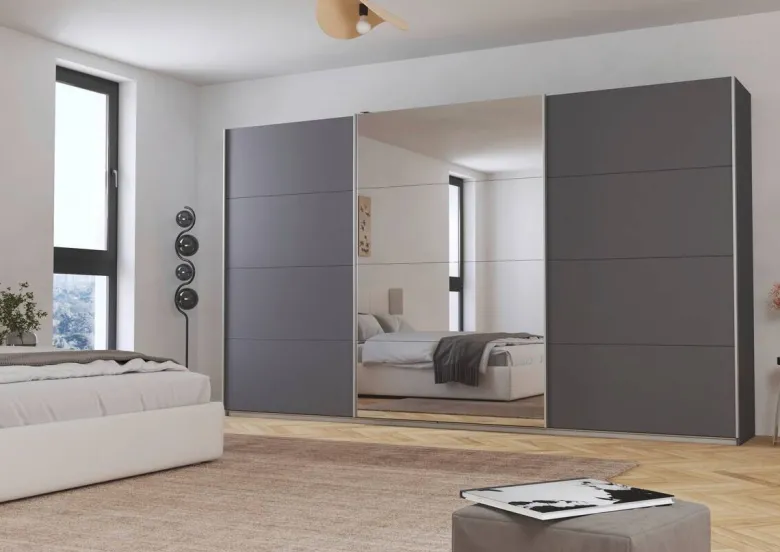 Kleiderschrank Kulmbach grau B/H/T: ca. 360x210x62 cm